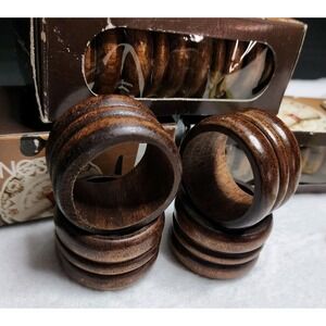 1984 Action Industries Set of 12 Wood Napkin Rings Vintage SEE DESCRIPTION